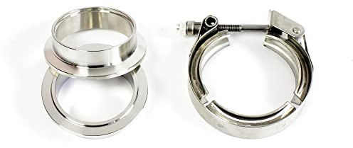 1010792 V-Band Schelle SET mit FLANSCH 57 mm 2,25 Turbo Wastegate Auspuff Gr.A Turbolader GT30 GT35 GT28 Garrett T3 T4 16V Edelstahl V2A mit Anschweißringen 2,25 Zoll Turbo VR6