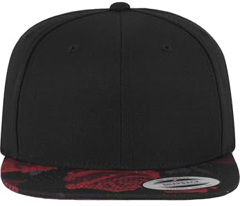 Flexfit Cappello da Baseball con Visiera Piatta, Motivo Rose, Materiale Traspirante, Cappello in Stile Hip Hop, Cappello Taglia Regolabile