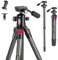 Treppiede Fotocamera Manbily 162cm Treppiede da Viaggio con Monopiede Leggero Treppiede Smartphone in Fibra di Carbonio con Testa a Sfera Panoramica a 360° per Videocamera DSLR Camara (YS-254C+YF-0)