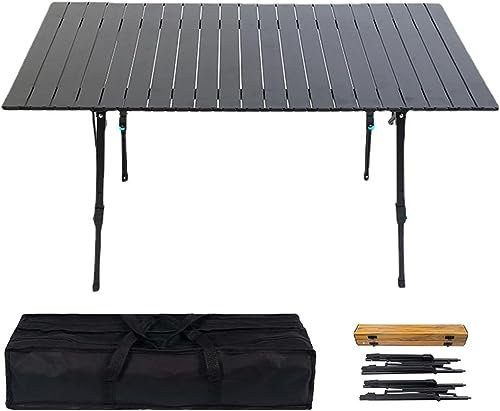 TONG TONG Premium Campingtisch HöHenverstellbar Klappbar, Klapptisch Camping Faltbar, Stabil Camping Tisch Einfache Montage Aluminium Picknicktisch für Picknick Kochen Garten Wandern Reisen (Schwarz)