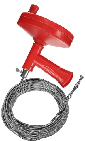 sourcing map Drain Augers 33 Ft Stainless Steel Flexible Plumbing Auger Hair Drain Cleaner Tool Toilet Auger Clog Remover Tool for Kitchen Bathroom Shower Sink Toilet Bathtub, Red