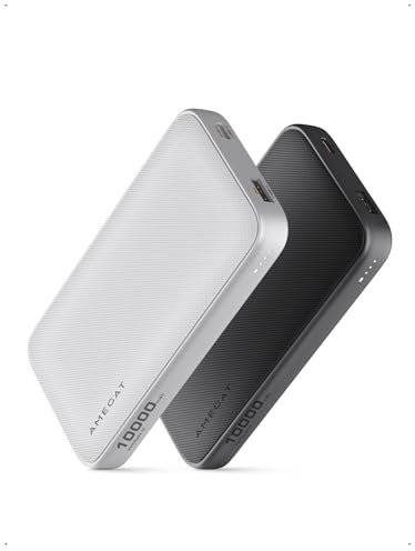 AMEGAT Pack de 2 Power Bank 10000mAh, 15W Bateria Externa USB C Carga Rapida Input&Output, para Smartphones, Tabletas, Portátil, Auriculares y Mucho Más