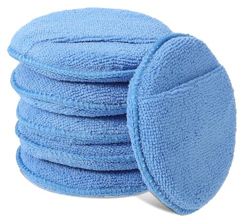 GEEHUA Confezione da 6 tamponi applicatori di cera in microfibra per la cura dell'auto, tampone applicatore in microfibra con tasca per le dita per auto, camion, pulizia e lucidatura fine (13 cm)
