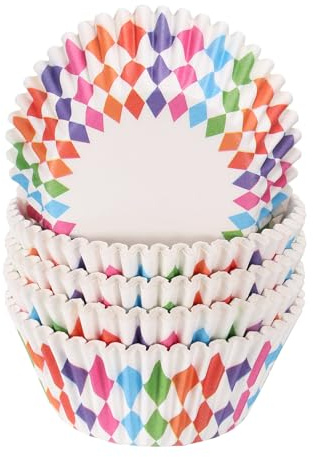 sourcing map Lot de 100 doublures à cupcakes de taille standard pour muffins en papier sulfurisé pour fête, mariage, losange coloré