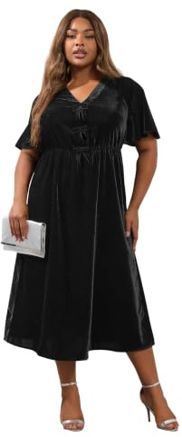 Yours Curve Velvet Bow Front Maxi Dress - Women's - Plus Size Curve