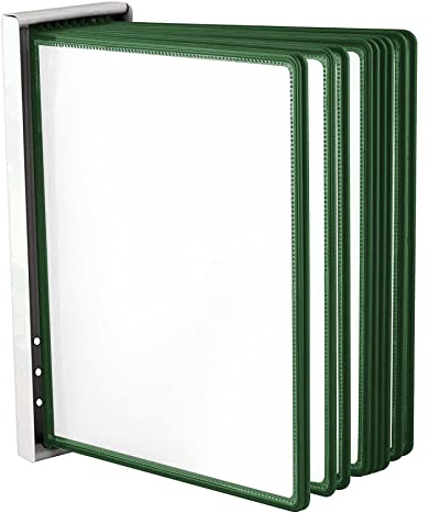 Leviatan Système Mural de Présentation A4 avec 10 Panneaux – Support Mural en Métal – Porte-Documents pour Bureau, Atelier, Entrepôt – Vert