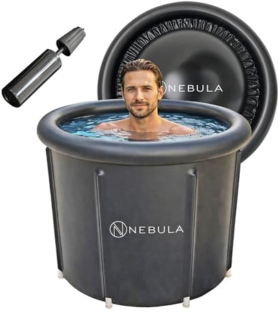 Nebula Cold Plunge Tub for Ice Bath Therapy with Secure Lid 360L Capacity | Round Durable Portable Bath for Cold Water Therapy - Premium Inflatable Bath Tub Adult