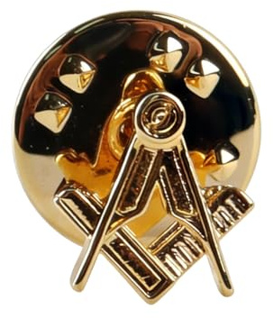 Qury Masonic Collection, spilla in rame dorato, bussola massonica quadrata, cravatta, gioiello vintage per uomini e donne