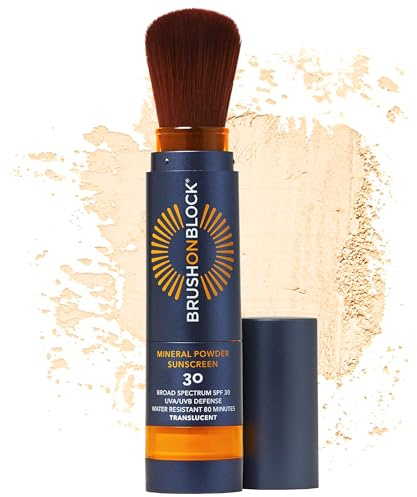Brush On Block SPF 30 Mineral Powder Sunscreen, Translucent, Refillable, UVA/UVB Face Protection, Water Resistant, For All Skin Tones & Types, Reef Friendly, Mfg in USA