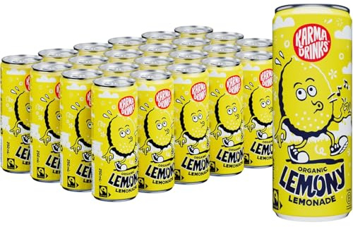 Karma Drinks Lemony Lemonade - 24 x 250ml Cans - Natural Fizzy Soft Drinks, Fairtrade, Organic & Vegan