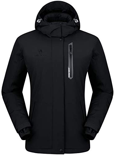 CAMEL CROWN Damen Berg Schnee-wasserdichte Skijacke Abnehmbarer Kapuze winddichtes Fleece Parka Regen Jackt wintermantel