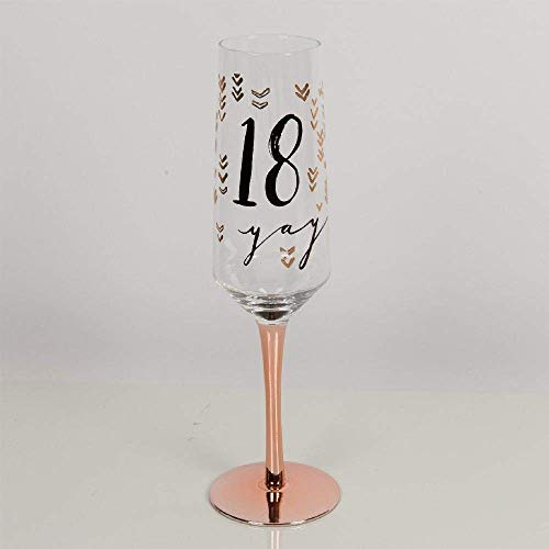 Widdop And Co Hotchpotch Luxury Champagne Prosecco Flute Glass Rose Gold Stem 18th Birthday