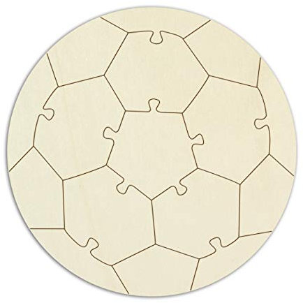 Holzpuzzle „Fußball“ selbst gestalten und bemalen - 16 Teile, Ø 29 cm - personalisierbares Puzzle aus Holz in Form eines Fußballs