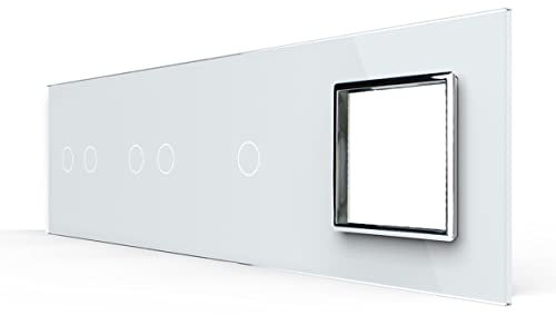 Luxus-Time Livolo - Panel embellecedor de cristal para interruptor de luz y enchufe, color blanco, 294 x 80 mm