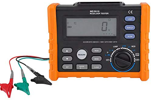 ASHATA Multimètre numérique MS5910, Multi-testeur de résistance d'isolement avec rétro-éclairage, Courant de déclenchement, Temps de déclenchement, Tension de, testeur RCD de
