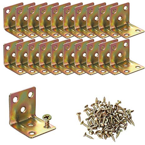 20PCS Staffe angolari per impieghi gravosi Staffe a forma di L 30x30x30mm, staffa a L ad angolo retto con giunto a 90 gradi per mobili Scaffali in legno, la confezione include viti