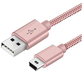 Câble Mini USB 2M USB 2.0 vers Câble Mini B Câble de Transfert données et de Chargeur Compatible avec contrôleur PS3, Lecteur MP3, PDA, l'appareil Photo, Scanner et Autres appareils Mini USB (Rose)