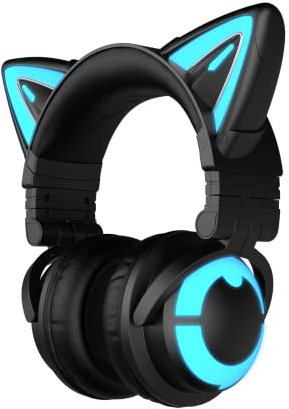 YOWU Casque de jeu pliable RVB 3G sans fil 5.0 avec son surround 7.1, micro intégré, éclairage et effet personnalisables via application, câble audio de charge de type C - Noir