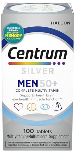 Centrum Silver Multivitamin for Men 50 Plus, Multimineral Supplement, Vitamin D3, B-Vitamins and Zinc, Gluten Free, Non-GMO Ingredients, Supports Memory and Cognition in Older Adults - 100 Ct