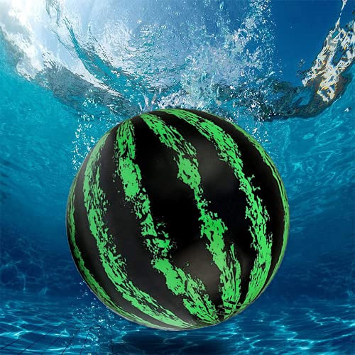Zueyen Wassermelonenball, Unterwasser Pool Spielzeug 9 Zoll Aufblasbarer Poolball mit Schlauchadapter für Unterwasserspiel Passing, Boying, Dribbling, Tauchen, 22,9 cm. Ball füllt mit Wasser
