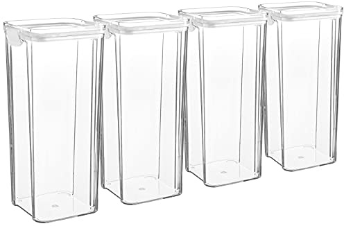 Argon Tableware Food Storage Containers - 1.8L - White - Pack of 4 - Clear Airtight Reusable Stackable Freezer Storage Meal Prep Container Lunch Tupperware Box with Clip-Lock Lid