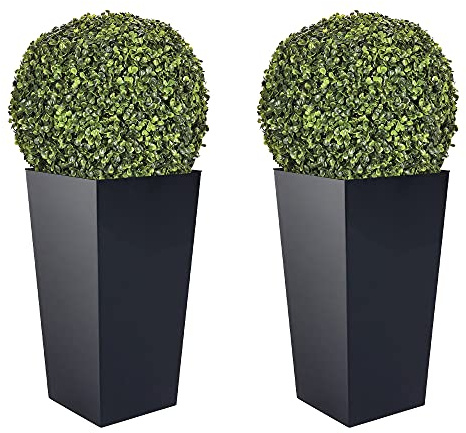 Set med 2 Krukor+2 växter buxbom Antracit