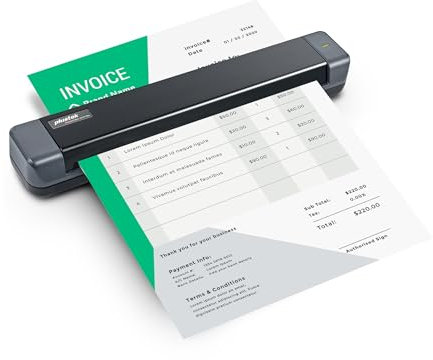 Plustek S410 Plus - Small USB Portable Sheet-Fed A4 Document Scanner for Windows 7 / 8 / 10 / 11 , OCR Software Include