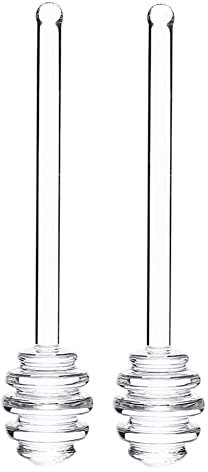 JIHUOO 2 Pcs 6 Inch Glass Honey Stirring Sticks Honey Spoon Stirring Scooper Honey Wand Stick for Honey Pot