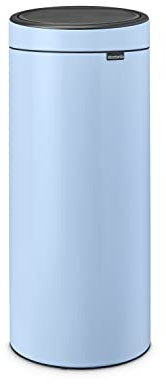 Brabantia - Touch Bin 30L - Großer Mülleimer für die Küche - Soft-Touch-Öffnung - Entnehmbarer Inneneimer - Rutschfest - Einfaches Recycling - Inklusive Müllbeutel - Dreamy Blue - 30 x 32 x 72 cm