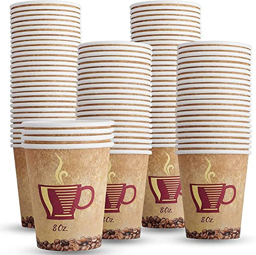 MaxxCore Paper Coffee Cups – 100-Pack 8 Oz Paper Cups – Strong Disposable Coffee and Tea Paper Cups – Disposable Espresso Cups for Hot Chocolate, Cappuccino, Tea – Ideal for Party, Picnic, Travel