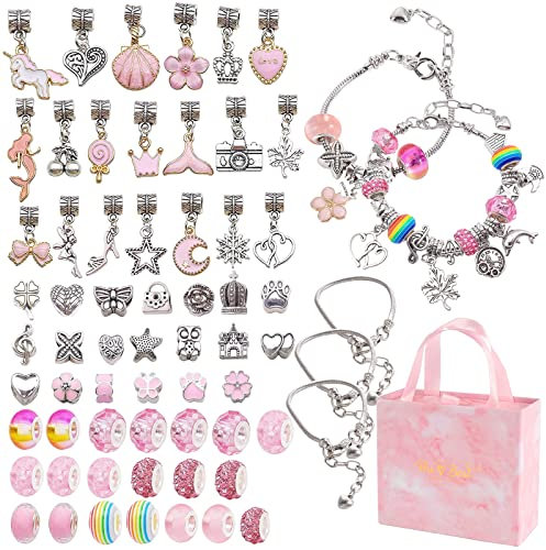 Flicka present 5 6 7 8 9 10 11 12 år, armband för tillverkningssats för flickor, smycken och pärlor för barn, smycken hantverk för flickor, smyckestillverkningssats för barn