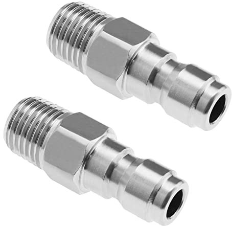 eMagTech 2pcs Adaptateur de Nettoyeur Haute Pression 1/4 Pouces Mâle NPT Raccord Prise de Connexion Rapide Coupleur en Acier Inoxydable 304 pour Lance de Pulvérisation 5000 PSI