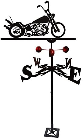 CAZARU Girouette pour Jardin rétro Moto girouette en métal Outil de Mesure Professionnel Support de Toit de Cour Utilisation Facile - Indiquant la Direction du Vent