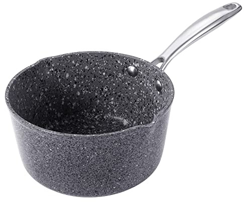 Royal Cuisine Forged Aluminium Non-Stick Deep Milk Panwith Granite Effect, Water Boiling Saucepan|Perfect for Cooking Sticky Sauces, Warming Milk |Kitchen-Cooking Pots & Pans (18cm)
