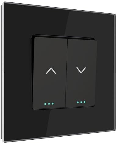 PULSAR Rolladentaster Schwarz 1 Fach Glas - Jalousietaster Unterputz Steuerung für Rollo/Rouleau/Jalousette Taster 10A 250V
