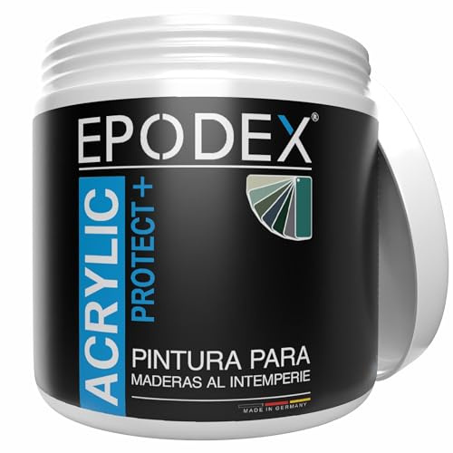 EPODEX ACRYLIC PROTECT+ Pintura para Madera - Gris oliva | Pintura Protectora para Madera Interior y Exterior, Resistente a la Intemperie, Antigoteo, 1kg (8m² por una capa)