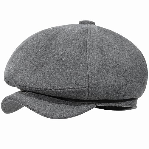 HAPPYPOP Schirmmütze Herren Schiebermütze Schwarz Driving Cabbie Jagd Flatcap Newsboy Cap