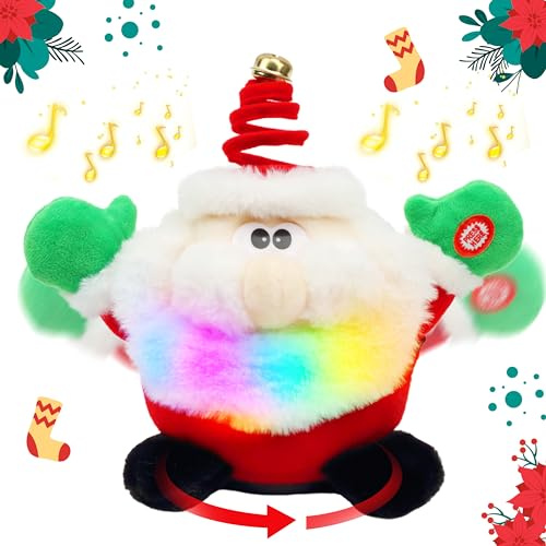 Hopearl Singender Tanzender Weihnachtsmann Mit Licht - Interaktives Bewegliches Plüschtier Kinder (28 cm)