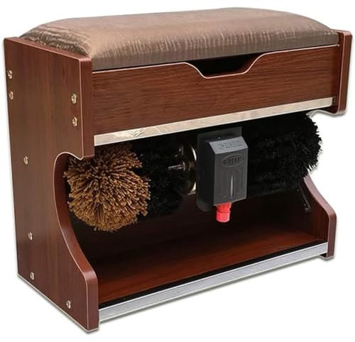 MegLob Automatic Shoe Polisher, Electric Shoes Polishing Tool, Leather Shoes Polish Machine, Men Shoe Cleaning Polisher, Leather Boot Automatic Brush with Seat, Fully Automatic Boots Shiner