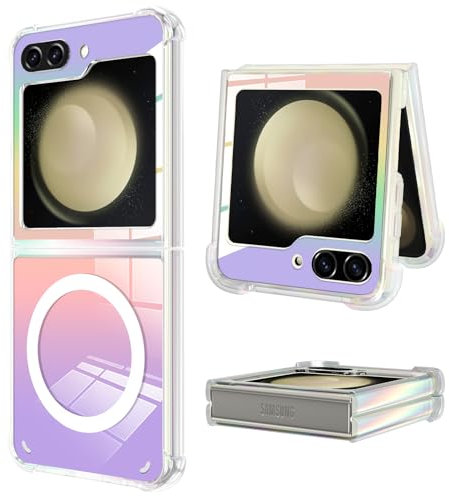 OTOFLYSTY Magnetische Hülle für Samsung Galaxy Z Flip 5 kompatibel mit Magsafe,Draußen Stoßstange Stoßfeste Matt PC Anti-Rutsch Ultra Dünn Handyhülle für Samsung Galaxy Z Flip 5-Bunt