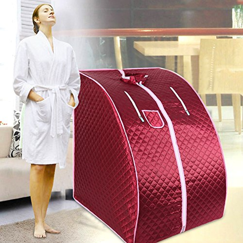 Bastu hopfällbar hytt, 1,8 l, bärbar ångbastu med fjärrkontroll, 9 timeralternativ ultra tunn ångfunktion ångapparat lock, 98 x 80 x 70 cm