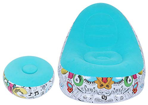 Generisch Lounge-Sessel,Mumusuki Tragbare Aufblasbare Freizeit, Aufblasbare Lounge Stuhl Aufblasbares Sofa Sofa Lounge Stuhl Faule Stuhl Zunge mit Fußstuhl für Wohnzimmer Balkon (Blue)