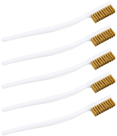 5 Pieces Brosses en Cuivre Pur, Brosses Métalliques Brosse Laiton, Brosse Metallique a Main, Mini Brosse Métallique en Acier, pour Évier, Soudure, Nettoyer Four, Rouille