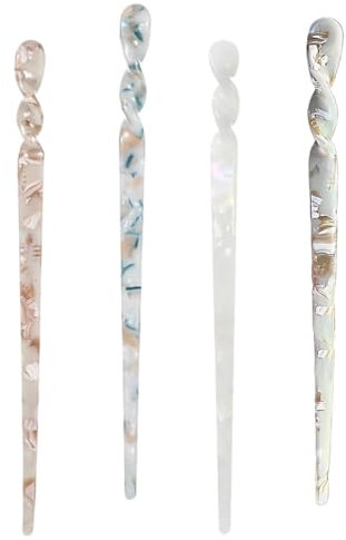 CPJJ Haarstäbchen Acetat Haarstab Schildpatt Haarsticks Schildpatt Haarnadel Essstäbchen Retro Haarnadeln Scheibe Vintage-Stil Lange Chinesische Haarnadeln Für Frauen Mädchen, 4 Stück