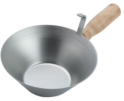 Stainless Steel Mud Pans with Wood Handle Heavy Duty Drywalls Plaster Mud Pans Scraping Scoops for Plastering Tools