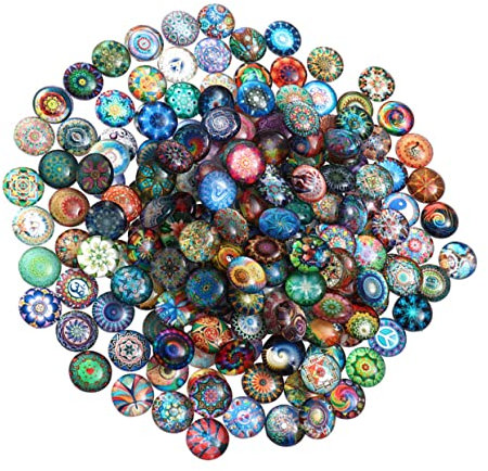 IWOWHERO 50stücke Runde Glas Patches Für Handwerk Diy Edelstein Patches Muster Glas Kuppel Diy Edelstein Für Schmuck Handwerk Materialien