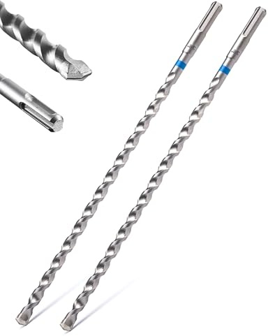 toolant SDS Plus - Set di 2 punte per trapano a percussione rotante da 3/8 x 30,5 cm, con punta in carburo, 2 frese per calcestruzzo, muratura e mattoni