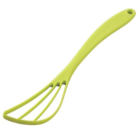 SUNCRAFT Plastic Flat Whisk, Manual Whisk Mixing Spoon, Kitchen Gadget for Blending Frothing Cooking Baking 10” x 2.6 Made in Japan (Lime Green)