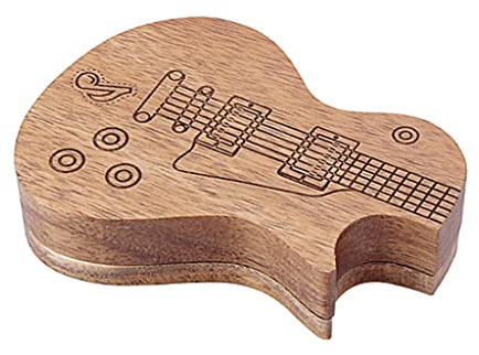 Greabuy Handgefertigte Gitarrenplektren aus Holz für Koffer, Behälter für Musikliebhaber, Geschenke
