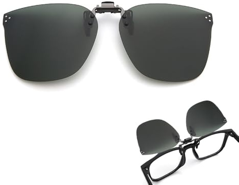 Generisch Sonnenbrille Clip, Polarisiert Clip auf Sonnenbrillen, Sonnenbrillen Clip für Brille, UV400, Sonnenbrille zum Aufstecken, Polarisierte Clip-on Nachtfahrbrille (Grün)